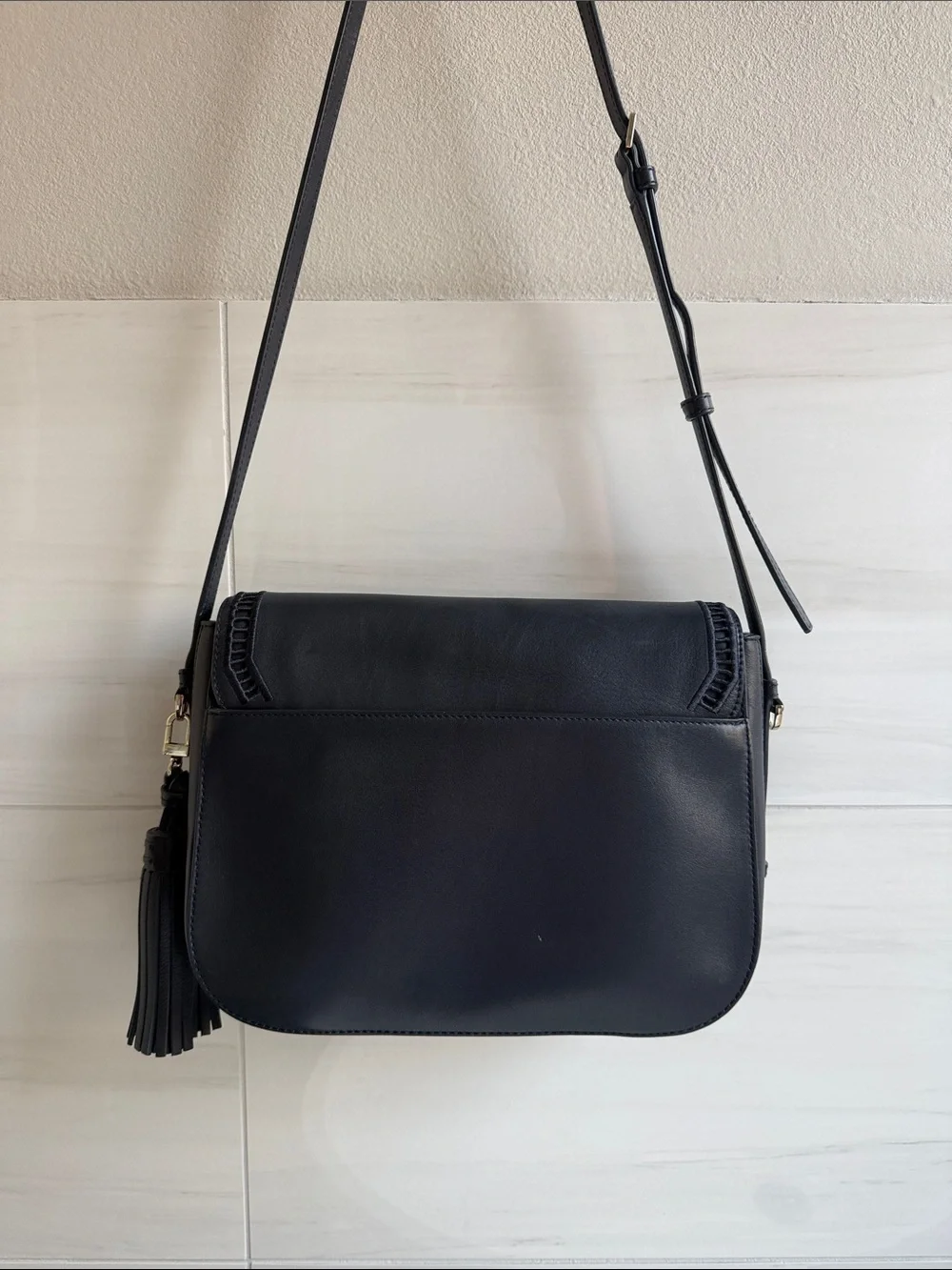 Kate Spade Madison Avenue Navy Floral Appliqué Crossbody Bag with Tassel